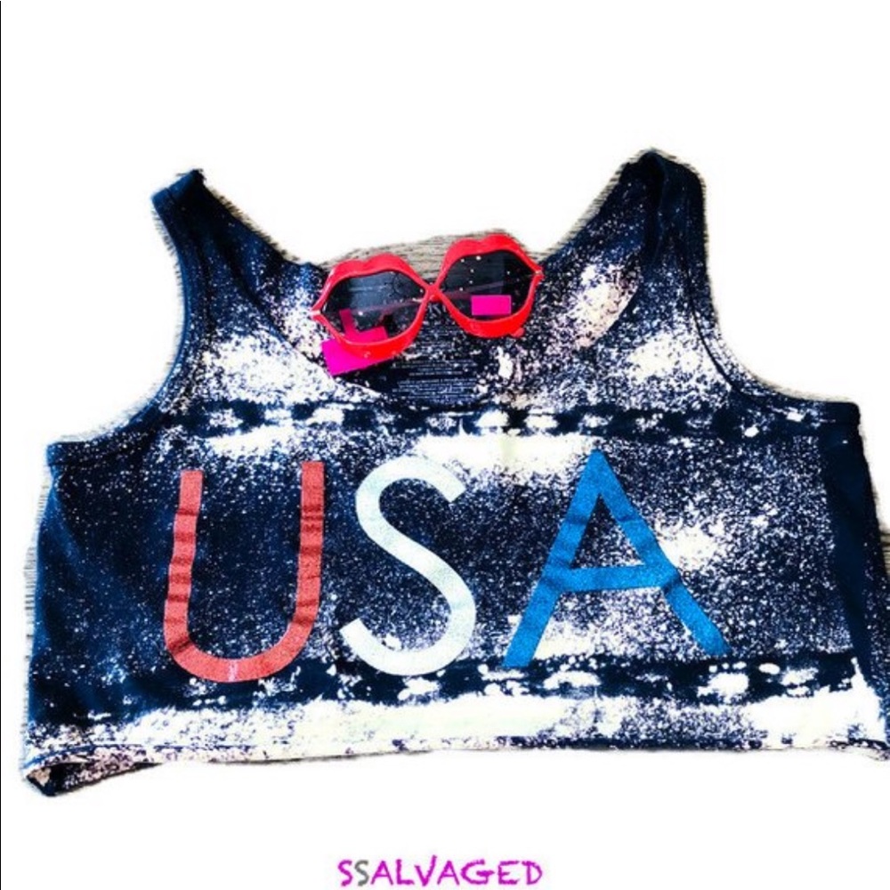 USA Sexy Women's Bleached Distressed Crop Top